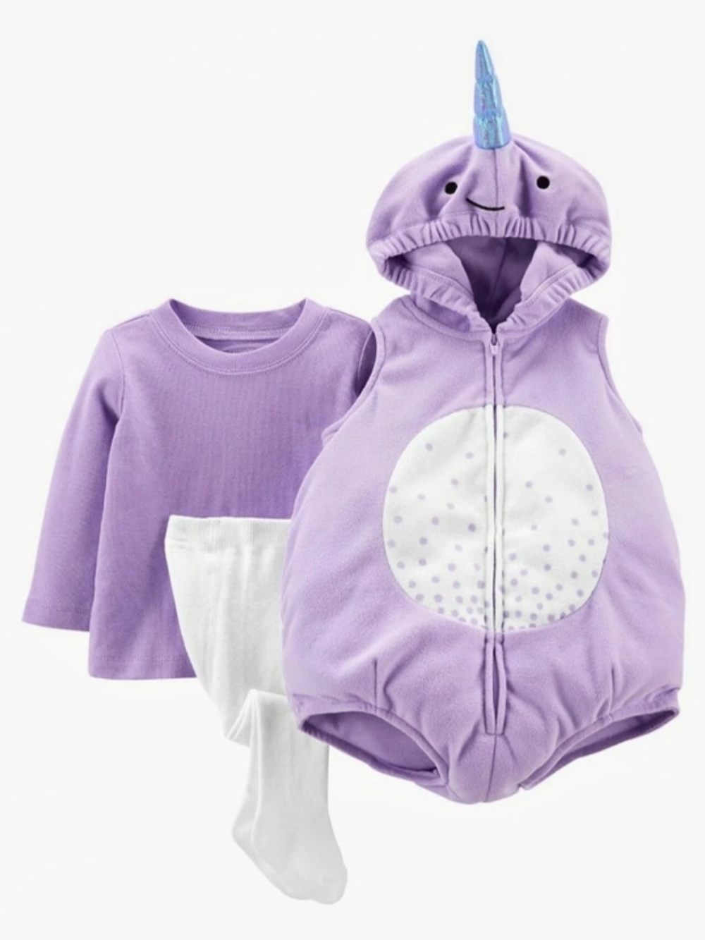Carter's Narwhal 3-Piece Set Purple Baby 12M EUC Halloween Costume